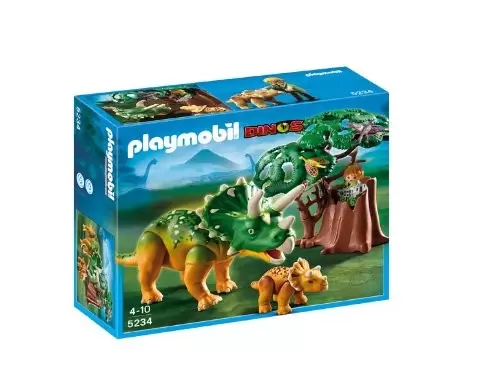 Playmobil Dinosaures - Tricératops et son Petit avec Arbre