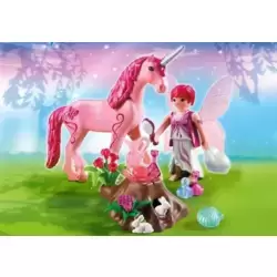 Care Fairy with Unicorn 'Rose Red'