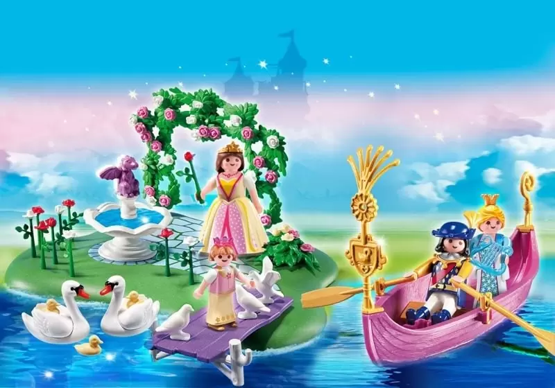 Playmobil Princesses - Compact Set  Anniversaire - Ilot des Princesses et Gondole