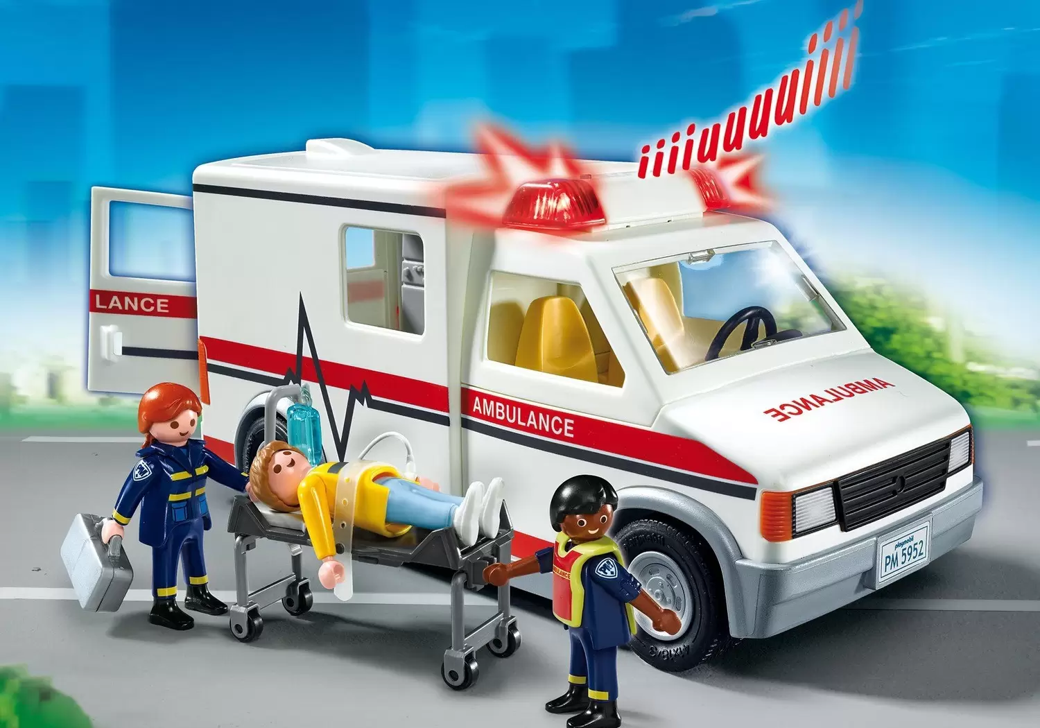 Playmobil Hôpital & Sauveteurs - Ambulance avec gyrophare et sirène