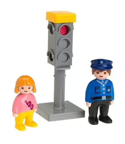 Playmobil 1.2.3 - Policier, Enfant et Feu de circulation