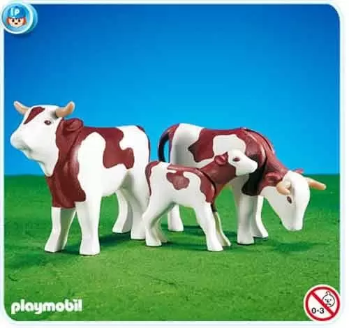 Plamobil Animal Sets - 2 Brown Cows with Calf