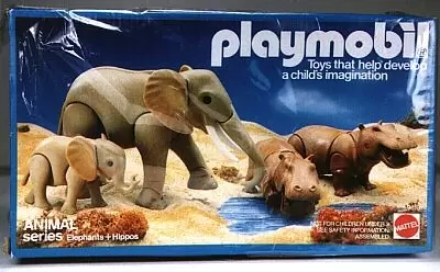 Plamobil Animal Sets - Elephants & Hippos