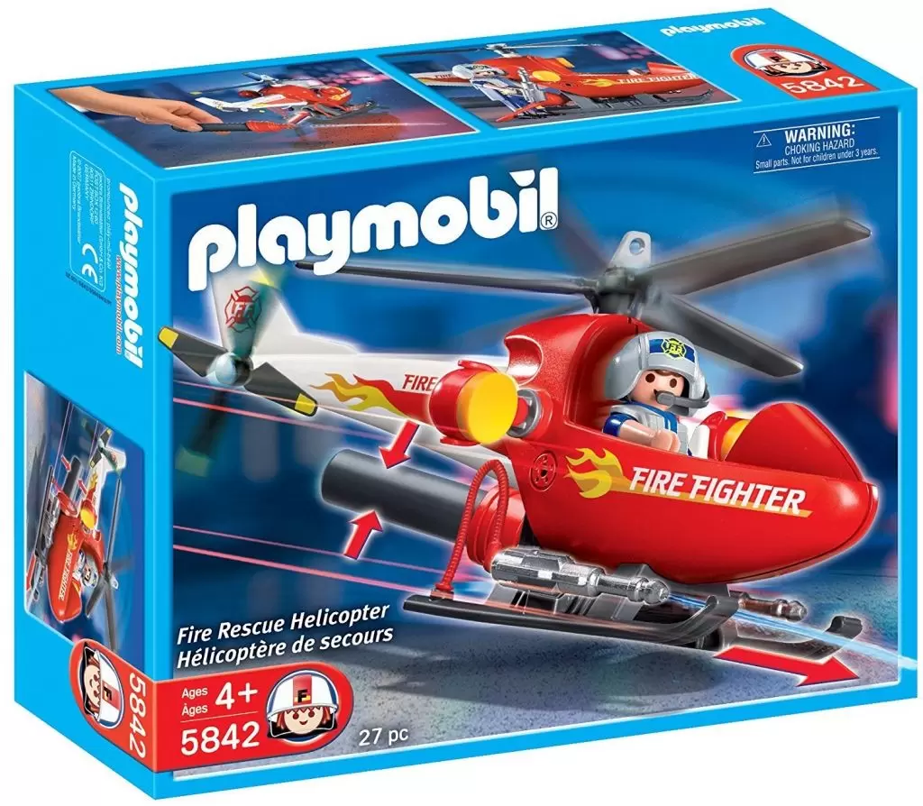 Playmobil 1.2.3 Pompier avec hélicoptère - Drimjouet