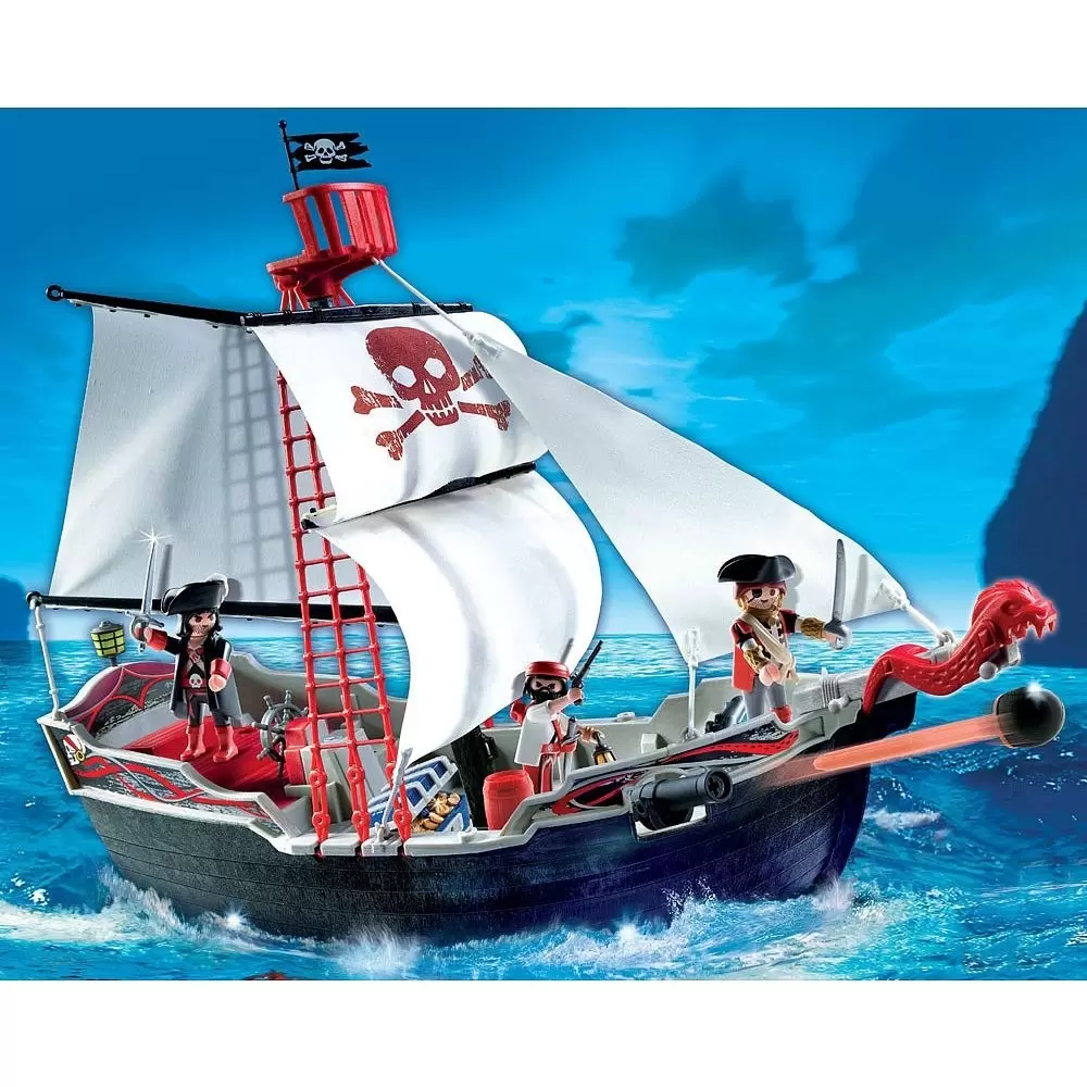 Playmobil Pirates - Bateau Pirate Crane Rouge