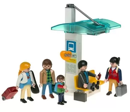 Playmobil dans la ville - Voyageur et arrêt de bus