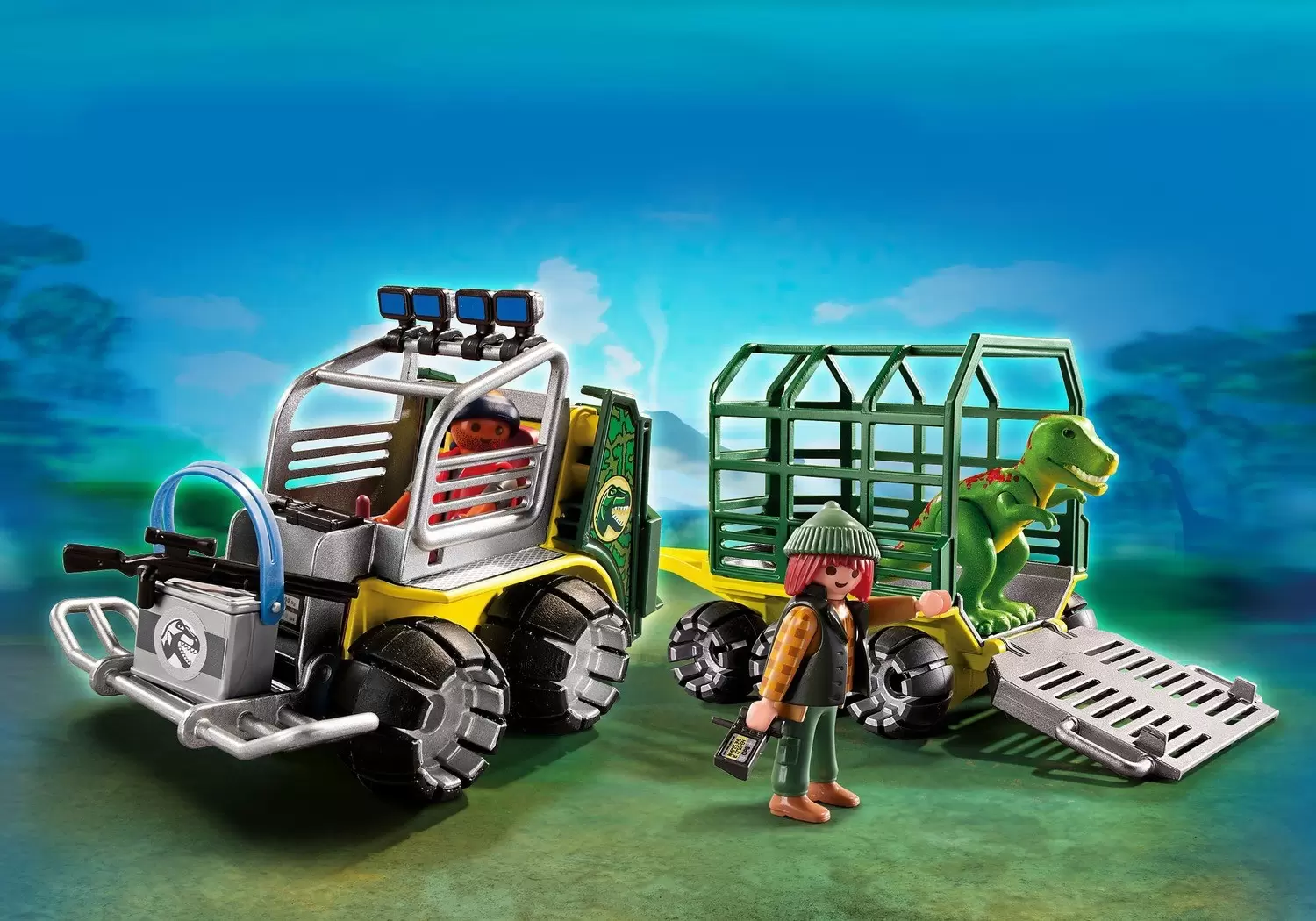 Playmobil Dinosaures - Véhicule avec Cage et Bébé T-Rex