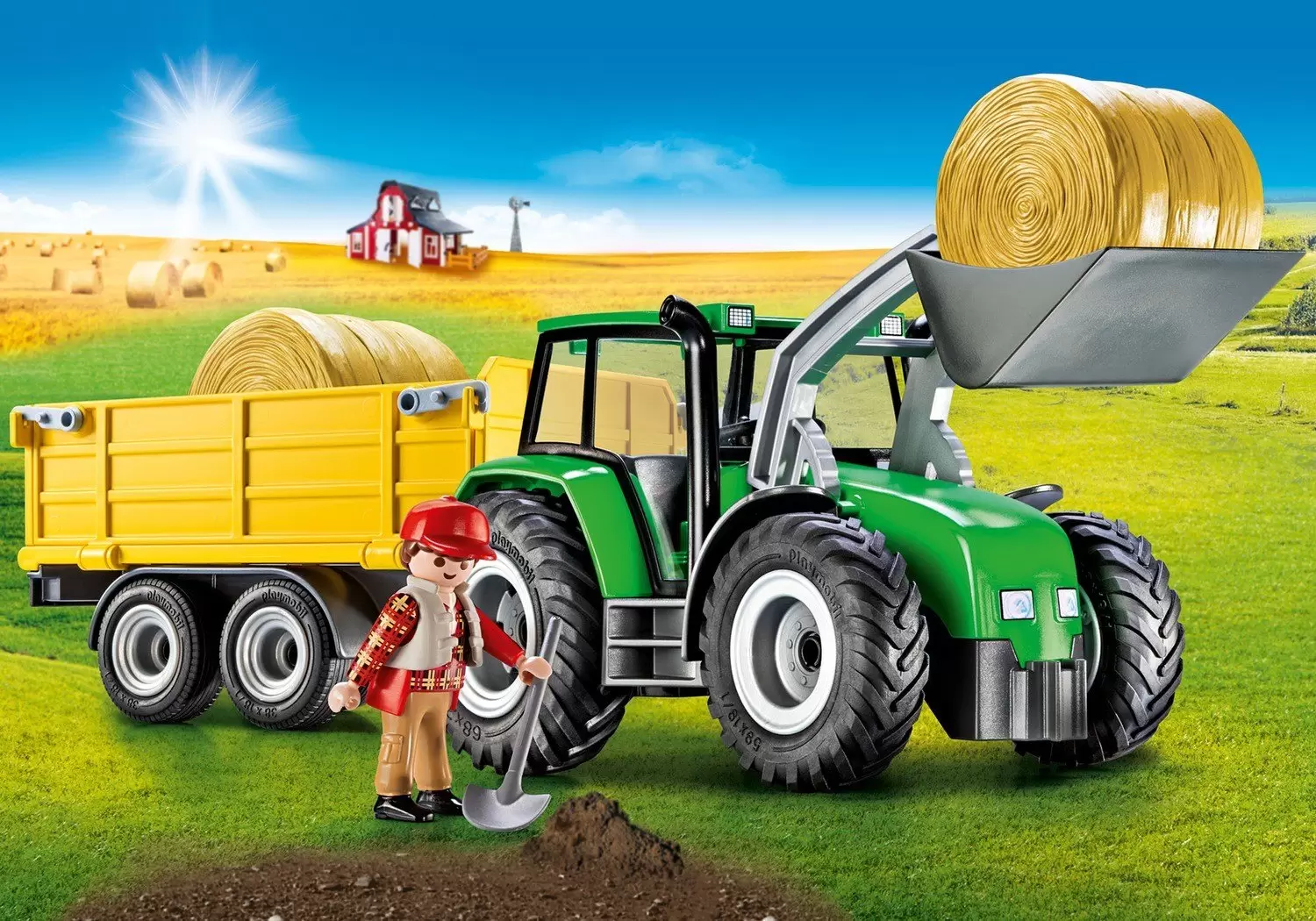 Playmobil Fermiers - Tracteur avec remorque et foin