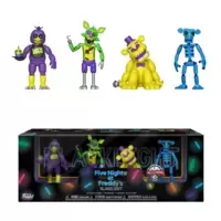 BlackLight - Chica, Foxy, Freddy and Animatronic Skeleton 4 Pack