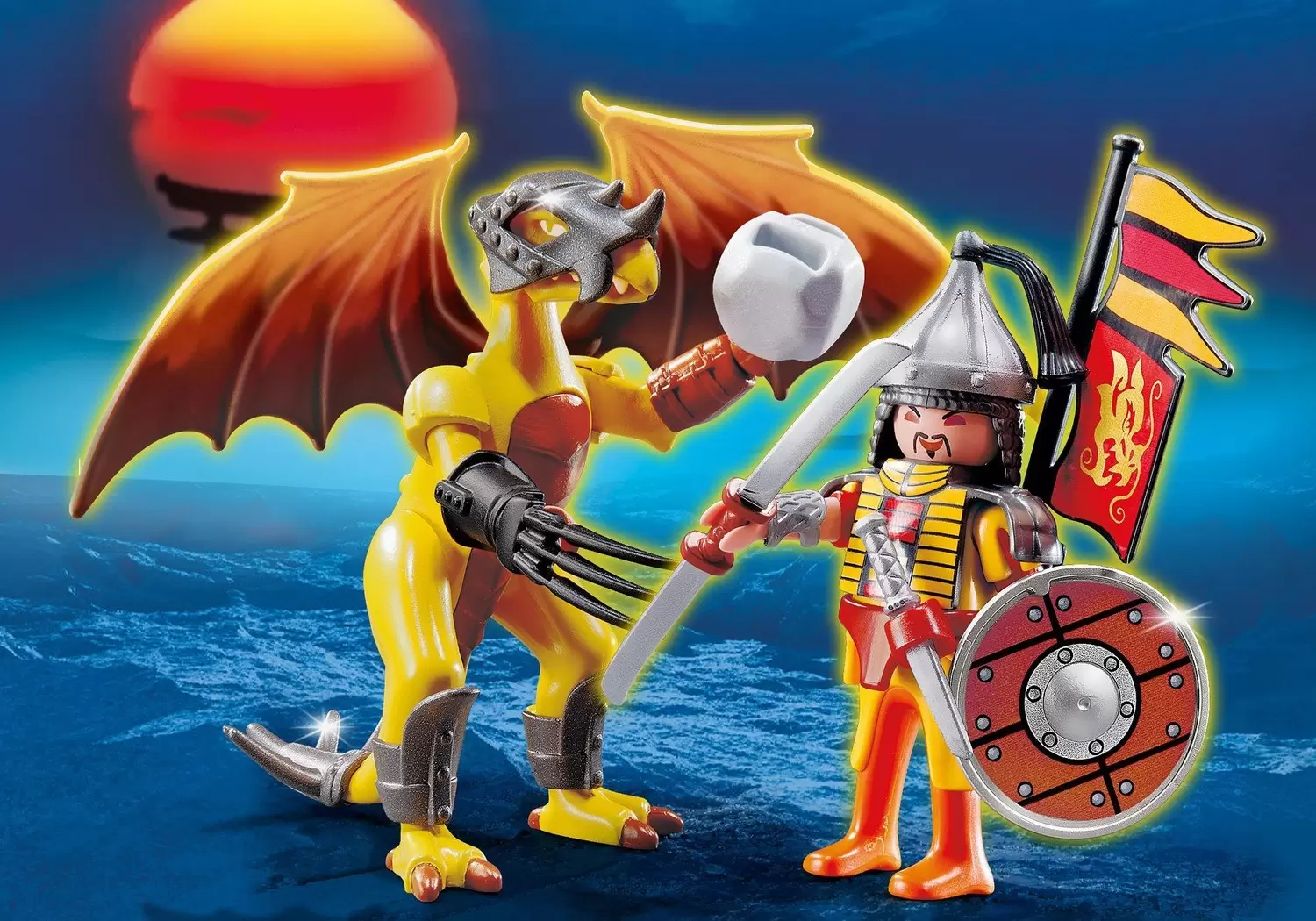 Playmobil Chevaliers - Dragon de Pierre avec Guerrier