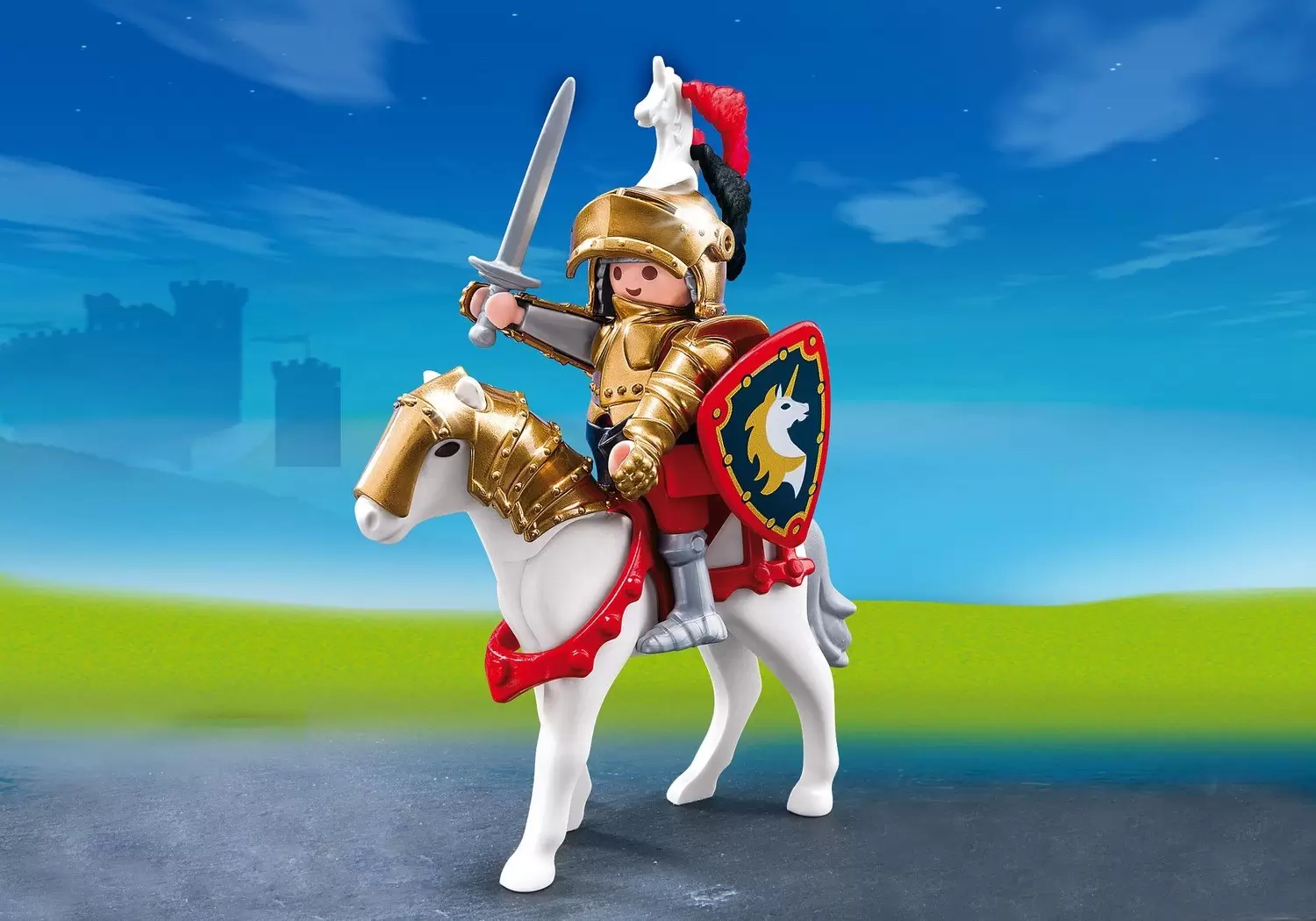 Playmobil Chevaliers - Chevalier d\'Or et son Cheval