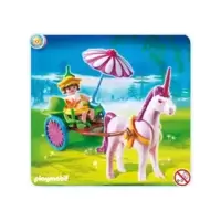 Pink Egg Fairy with Unicorn Cart