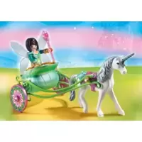 Unicorn carriage with butterfly fairy