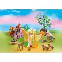 Music Fairy with animal of the forrest