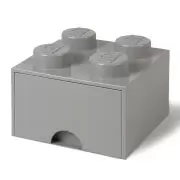 Rangements LEGO - LEGO Storage 4 Knob Brick - 1 Drawer (Medium Stone Grey)