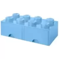 LEGO Storage 8 Knob Brick - 2 Drawers (Light Royal Blue)