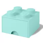 Rangements LEGO - LEGO Storage 4 Knob Brick - 1 Drawer (Aqua Light Blue)