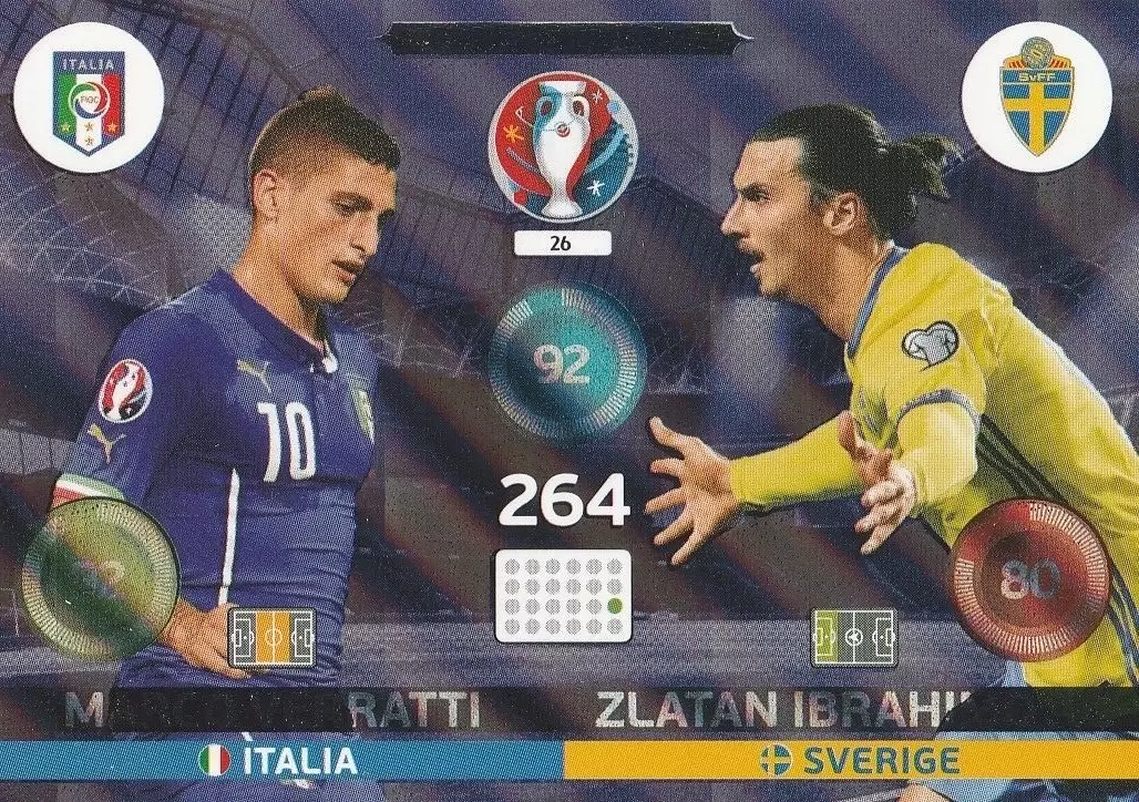 Adrenalyn XL - Euro 2016 - Marco Verratti (Italia) / Zlatan Ibrahimović (Sverige) - UEFA Euro 2016