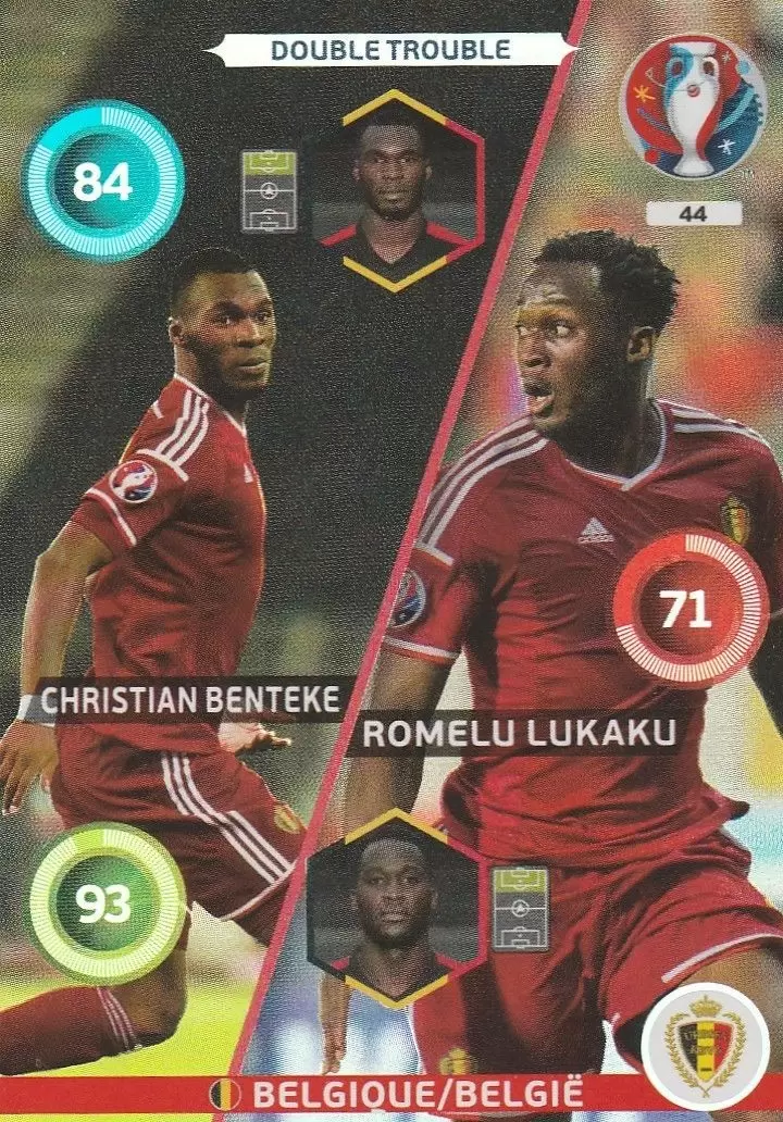 Adrenalyn XL - Euro 2016 - Romelu Lukaku / Christian Benteke - Belgique/België
