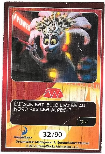 Le Collector Madagascar 3 (CORA / Match) - LE ROI JULIAN  - Question 4