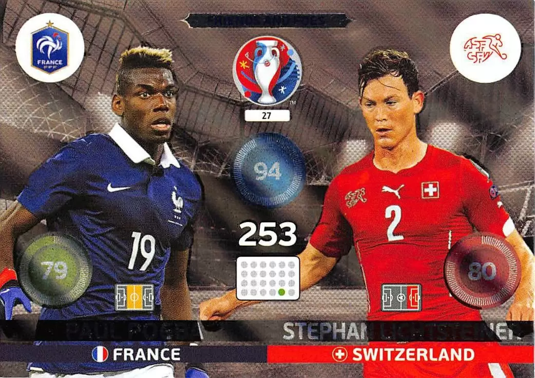 Adrenalyn XL - Euro 2016 - Paul Pogba (France) / Stephan Lichtsteiner (Switzerland) - UEFA Euro 2016