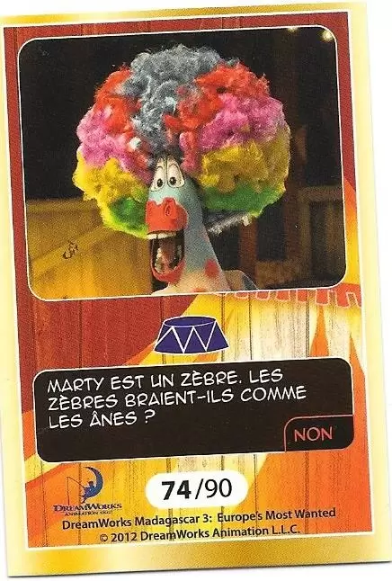 Le Collector Madagascar 3 (CORA / Match) - MARTY - Carte Or - Question 4