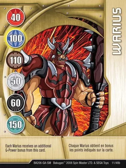 Bakugan Battle Brawlers Cards - Warius