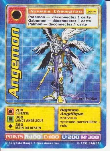 Carte Digimon JD - Angemon 1ère Edition