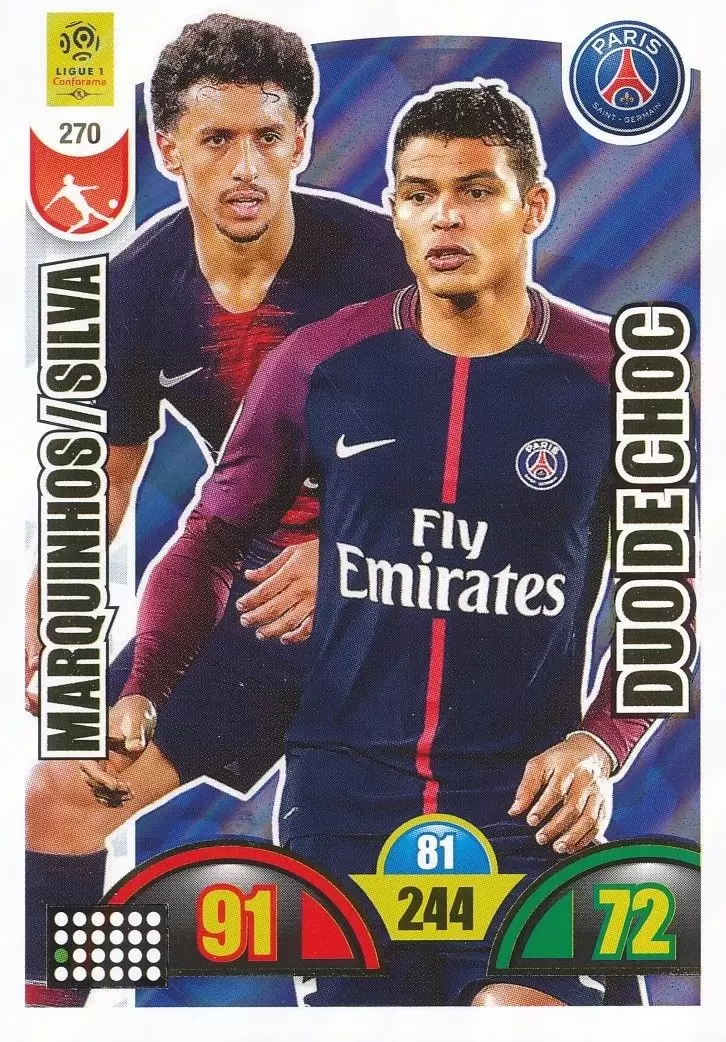 Adrenalyn XL : 2018-2019 (France) - Marquinhos / Thiago Silva - Paris Saint-Germain