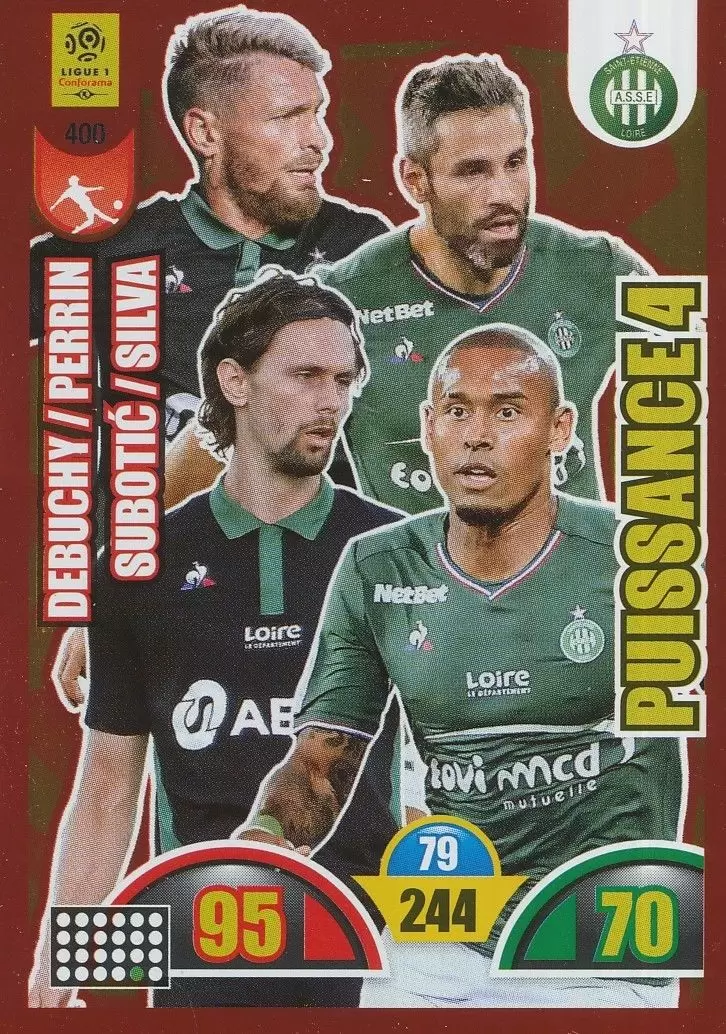 Adrenalyn XL : 2018-2019 (France) - Mathieu Debuchy / Neven Subotić / Loïc Perrin / Gabriel Silva - AS Saint-Étienne