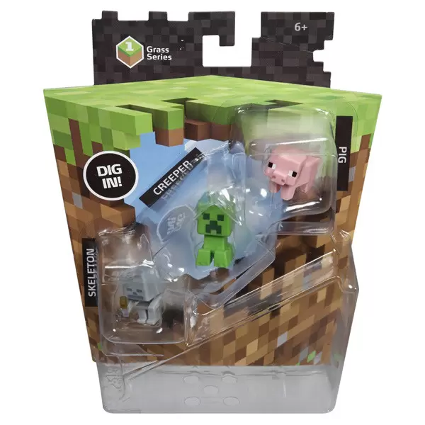 Minecraft Mini Figures Série 1 - Triple Pack - Skeleton, Creeper, Pig