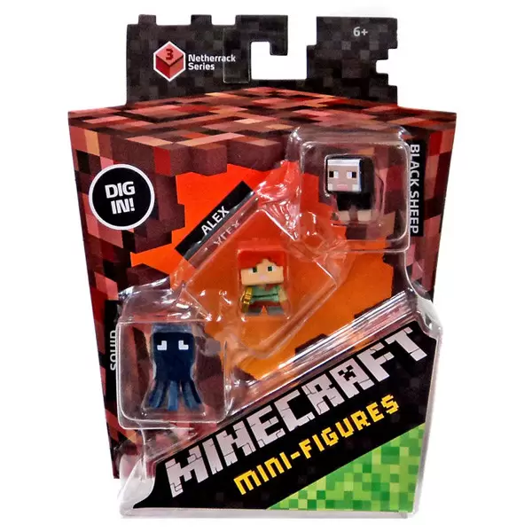 Minecraft Mini Figures Series 3 - Triple Pack - Squid, Alex, Black Sheep