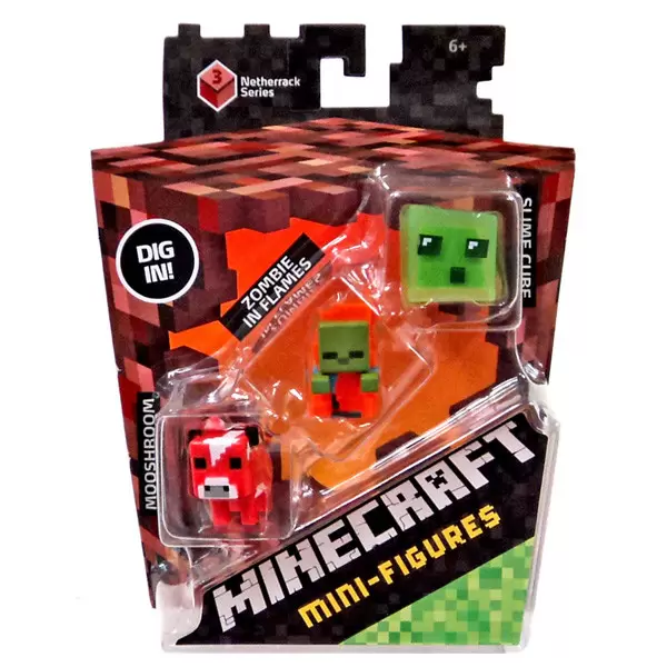 Minecraft Mini Figures Series 3 - Triple Pack - Mooshroom, Zombie in flames, Slime Cube