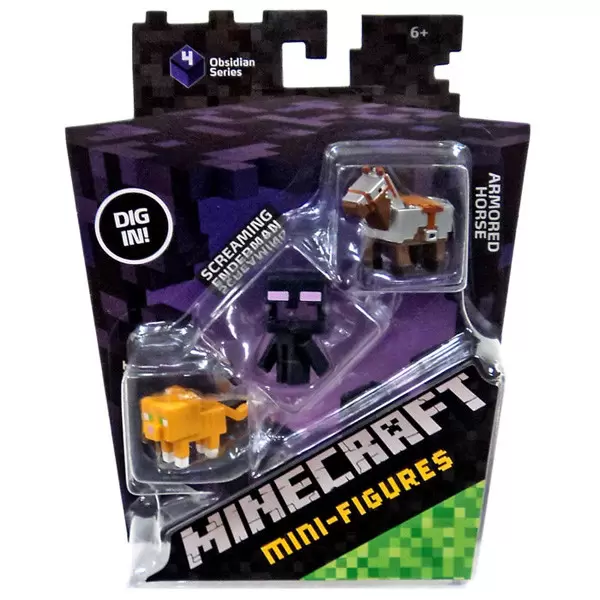 Minecraft Mini Figures Series 4 - Triple Pack - Cat, Screaming Enderman,  Armored Horse