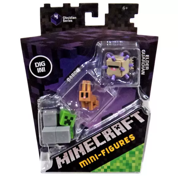 Minecraft Mini Figures Series 4 - Triple Pack - Creeper, Rabbit, Elder Guardian