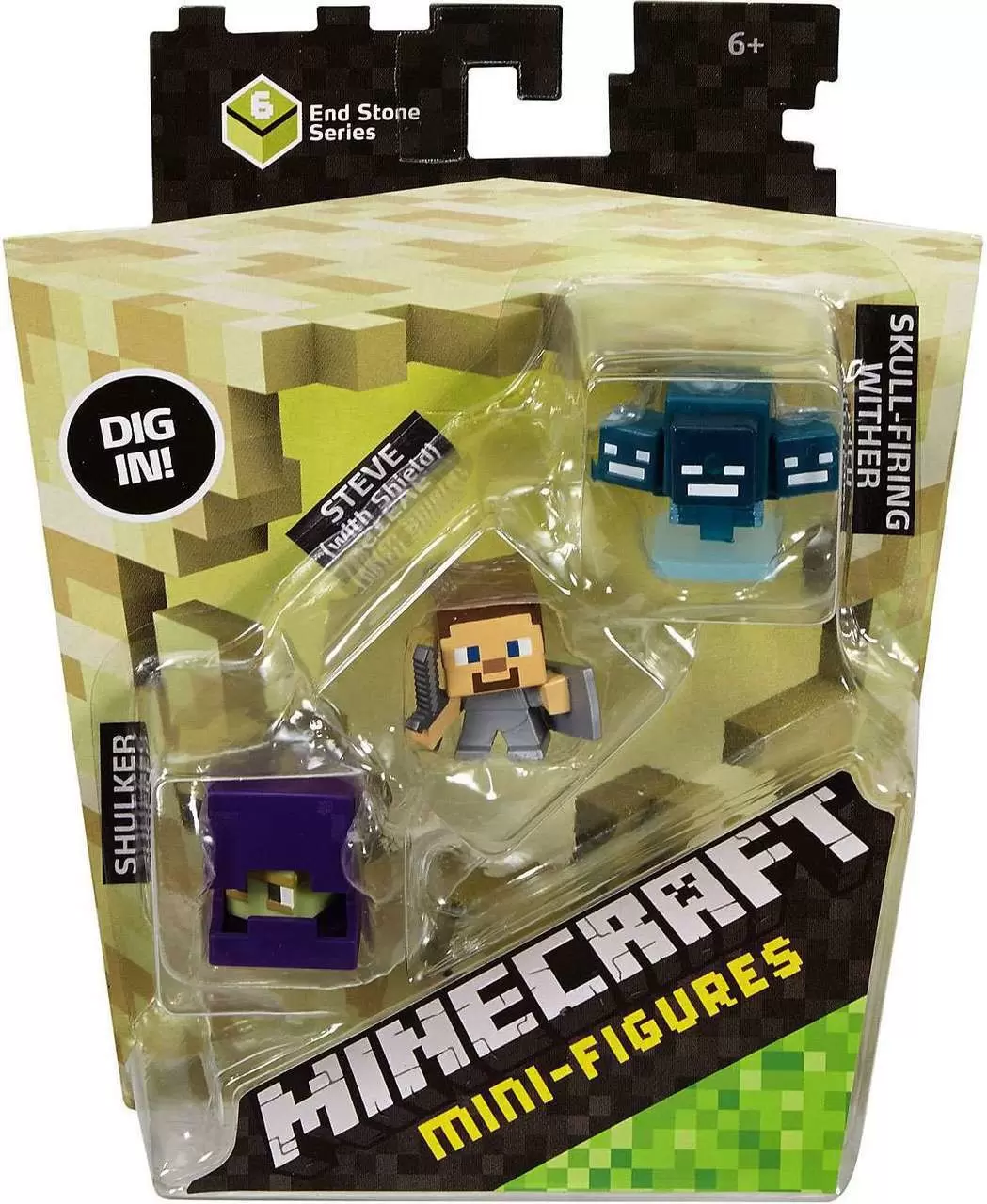 Minecraft Mini Figures Série 6 - Triple Pack - Shulker, Steve? with Shield, Skull-Firing Wither