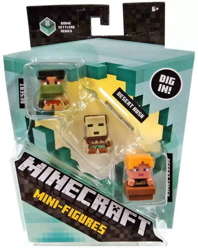 Minecraft Mini Figures Série 8 - Triple Pack - Desert Archer, Desert Husk, Desert Tamer