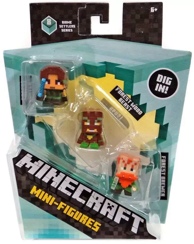 Minecraft Mini Figures Série 8 - Triple Pack - Forest Hunter, Forest Wood Beast, Forest Brewer