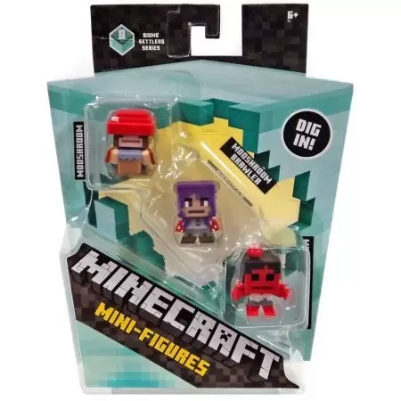 Minecraft Mini Figures Série 8 - Triple Pack - Mooshroom Hunter, Mooshroom Brawler, Shroom Glutton