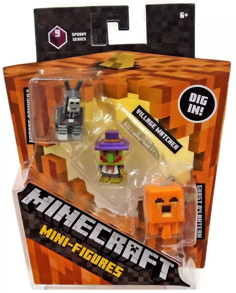 Minecraft Mini Figures Série 9 - Triple Pack - Village Watcher, Donkey, Ghast Lantern
