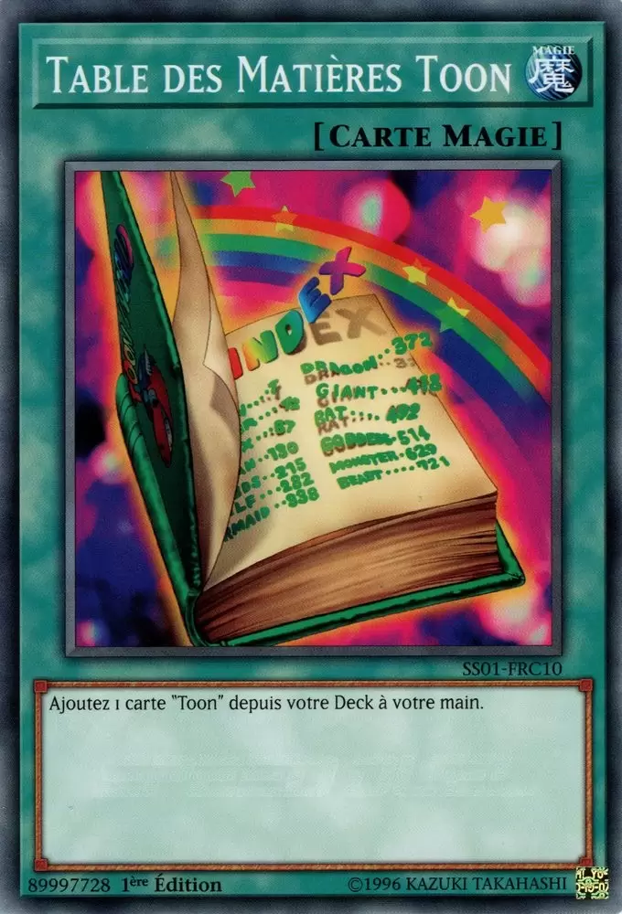 Speed Duel - Les Maîtres du Destin SS01 - Table des Matières Toon