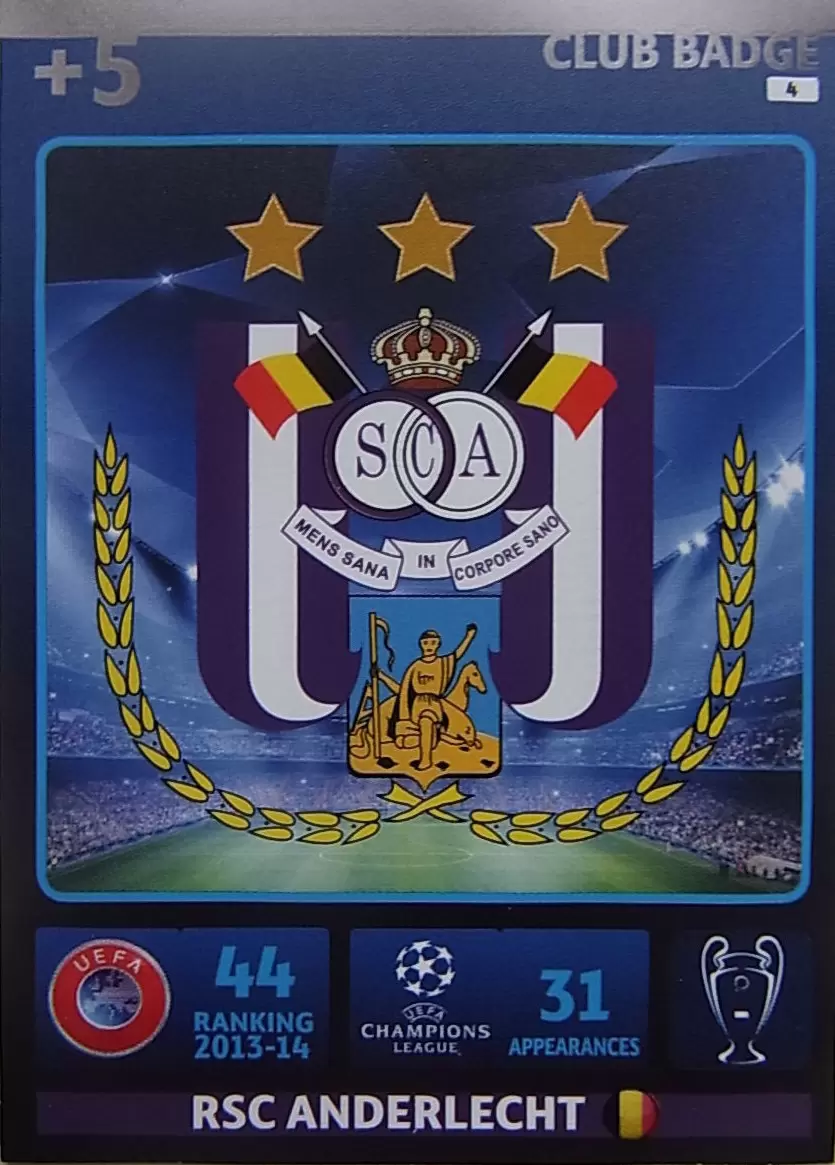 UEFA Champions League 2014-2015. Adrenalyn XL - Team Logo - RSC Anderlecht