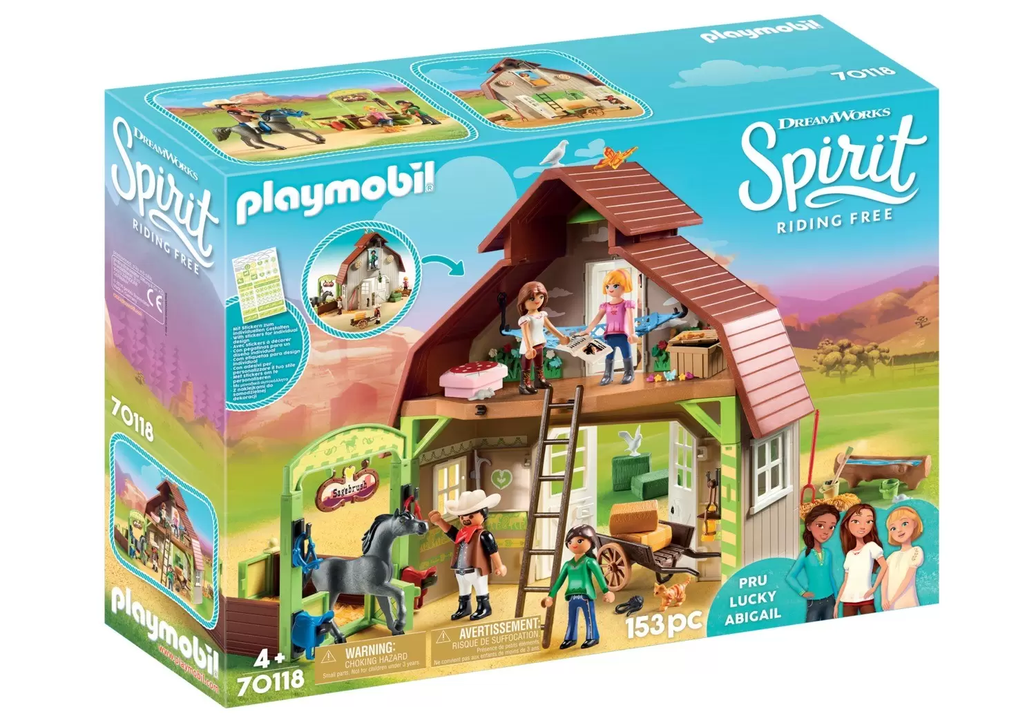 Playmobil Spirit Dreamworks - Grange avec Lucky, Apo et Abigaëlle