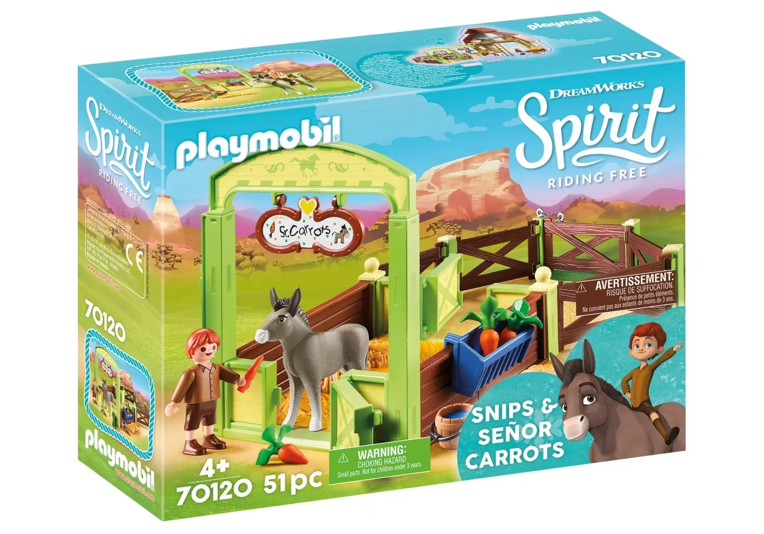 Playmobil Spirit Dreamworks - La Mèche et Monsieur Carotte avec Box