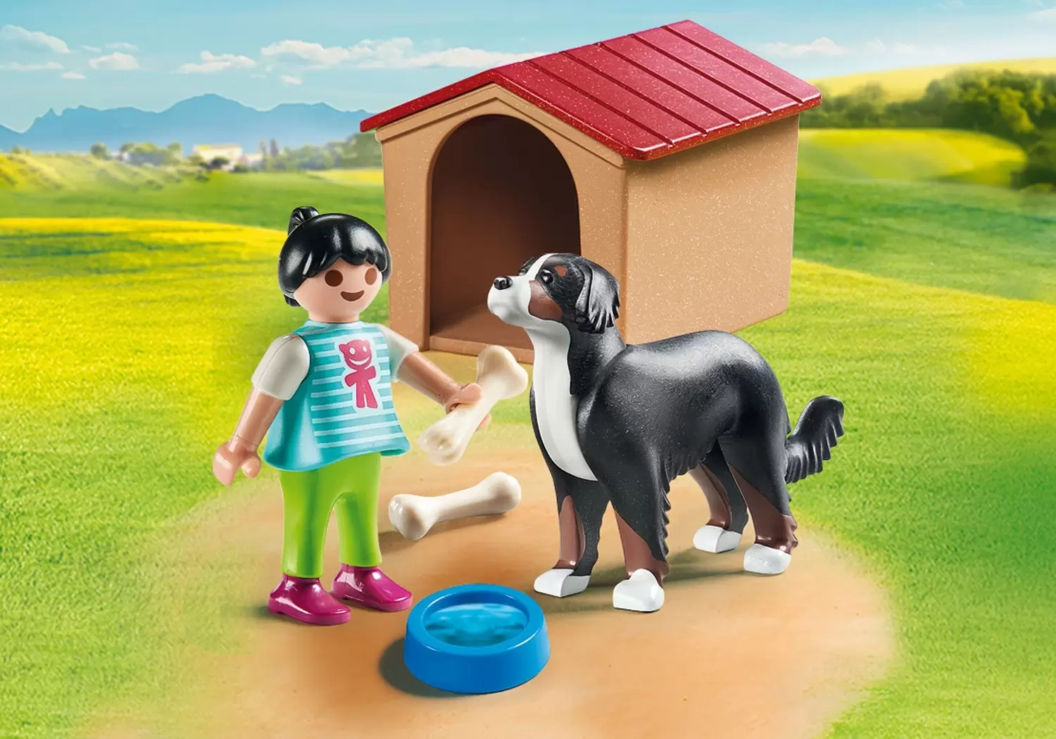 Playmobil Fermiers - Niche, chien et enfant - Country