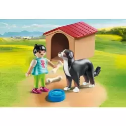 Country Kennel, dog and child