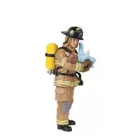 Figurine Pompier américain jaune avec enfant