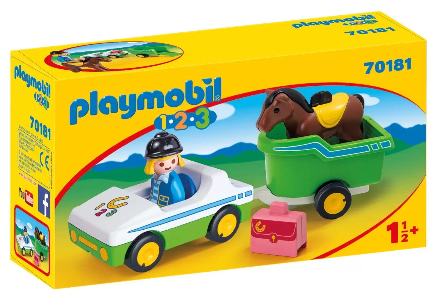 Playmobil 1.2.3 - Cavalier et remorque