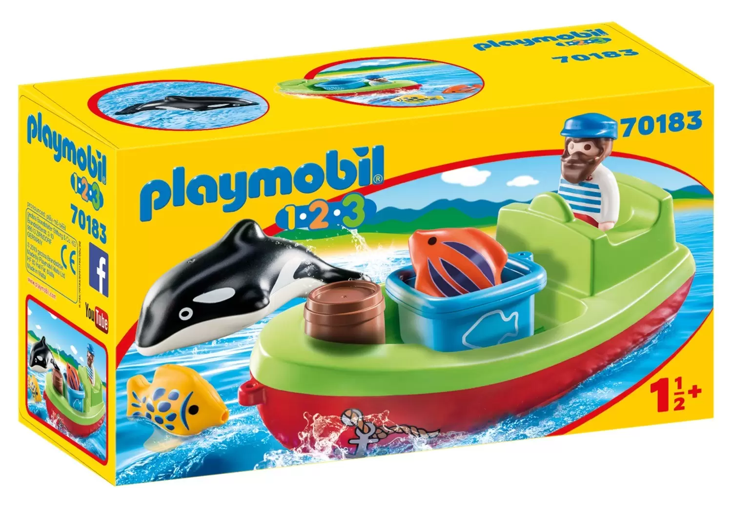 Playmobil 1.2.3 - Bateau du pêcheur et Orque