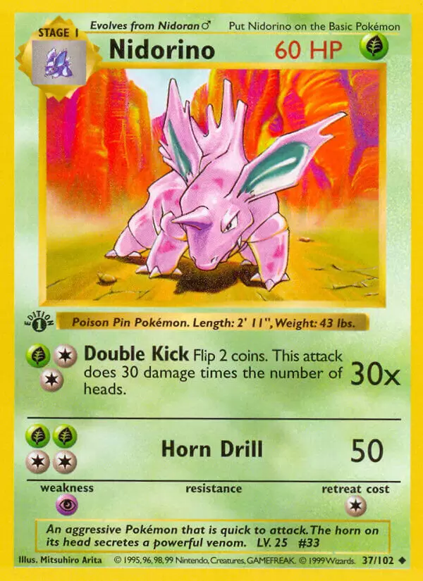 Base Set - Nidorino 1st Edition